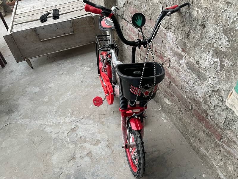 Stylish Red & Black Kids Bicycle, Rear Carrier & Front Basket 2