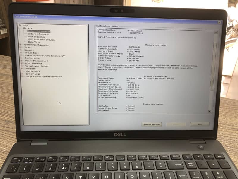 Dell Precision 3541 | i7-9850H | 32GB 512GB | 4GB | Touch 7