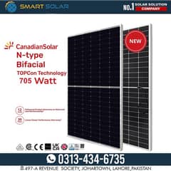CANADIAN SOLAR 705 WATTS N TYPE BIFACIAL TOPCON PANELS