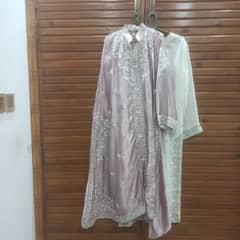 Graceful Pink Silk Embroidered Formal Dress – Size XL