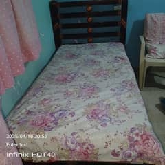 iron rod single bed used like new with materes