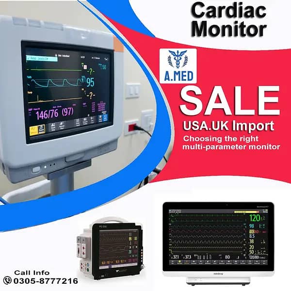 Cardiac Monitor, ICU Monitor, Portable BP Patient monitor UK Imported 6