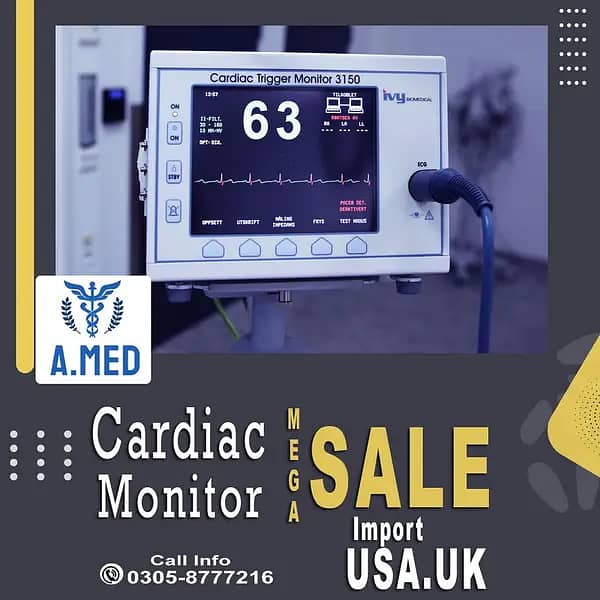 Cardiac Monitor, ICU Monitor, Portable BP Patient monitor UK Imported 17