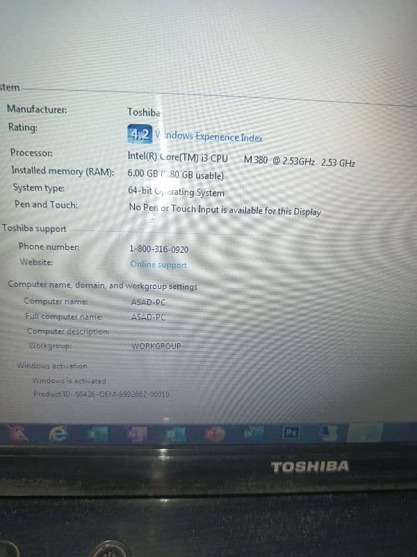 Toshiba laptop in good condition urgent sale! 4