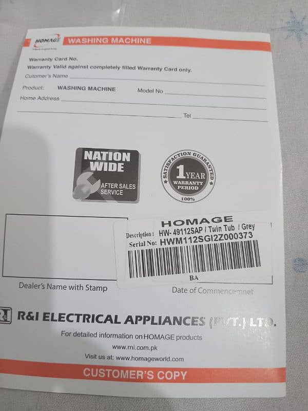 Homage Washing Machine 49112 for Sale 4