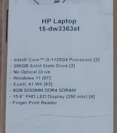 HP 15 i3 11th Gen Laptop | 8GB RAM | 256GB SSD | Fingerprint | Like Ne 3