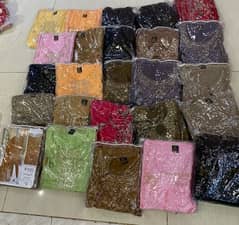 3 piece unstiched suit chiffon/lawn/cotton mix fabrics