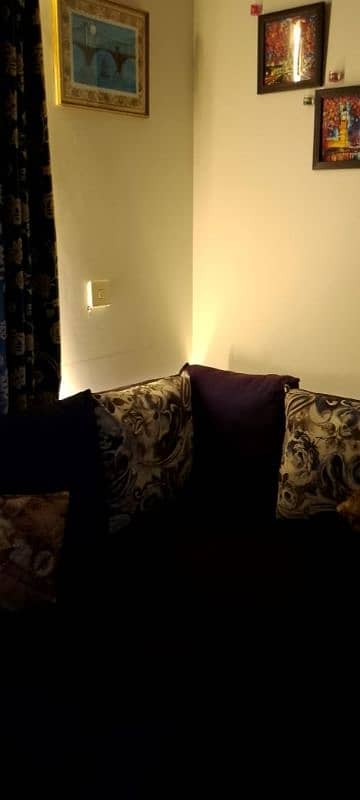 sofa only 3 months old with long contract curtains,matching frames 4