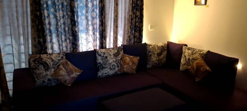sofa only 3 months old with long contract curtains,matching frames 6