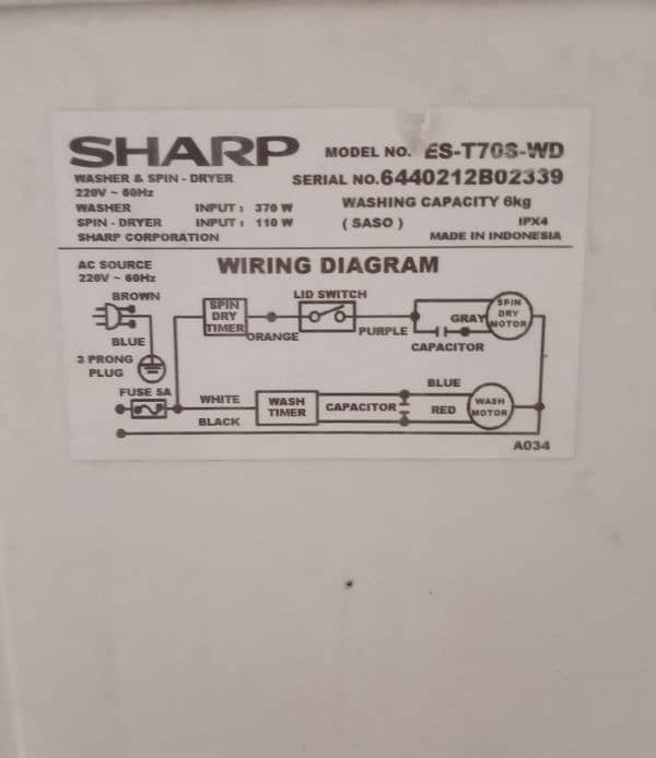 Sharp Washing & Dryer Machine 3