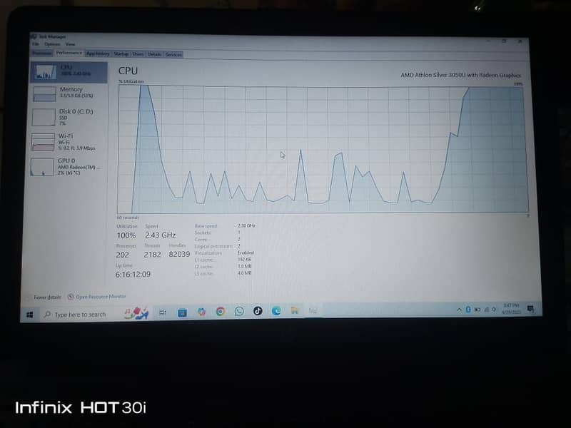 AMD Athlon Silver 3050u With Redeon Graphics 2.30 GHz hp laptop 7