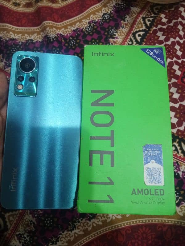 Infinix note 11.6/128.  battery 5000mah. one home us 1