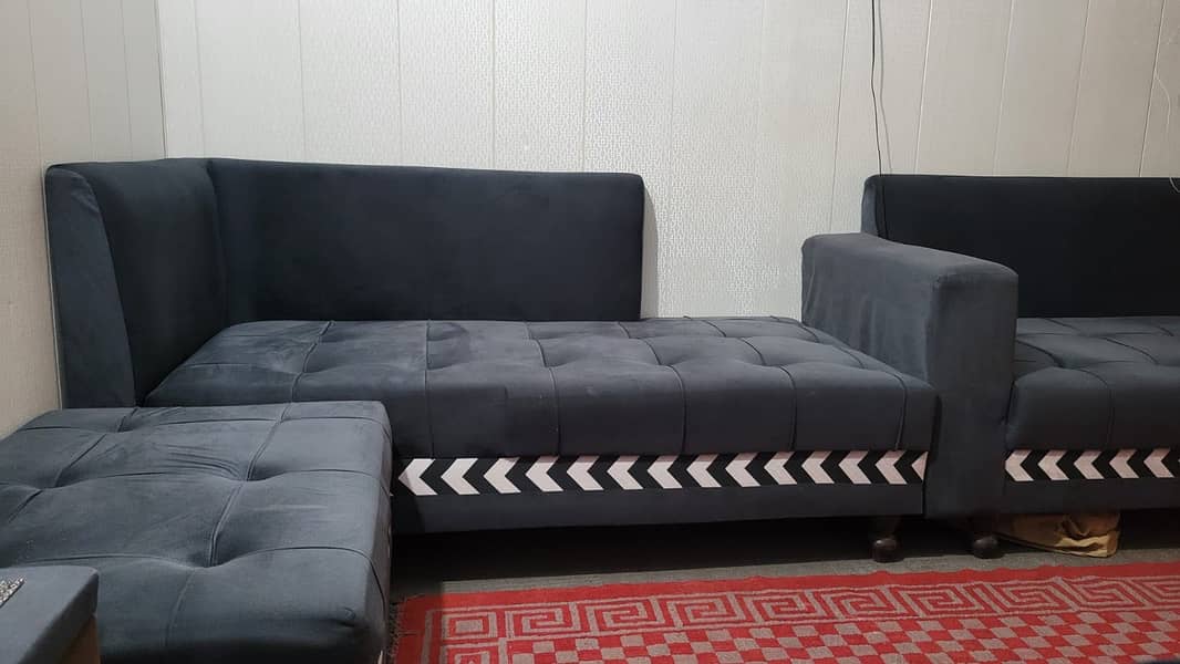 Bed & L shape sofa set for sale urgent in Rawalpindi Islamabad 0