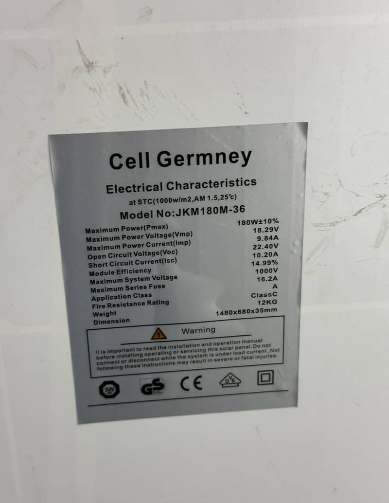 180watt solar panel 12Volt for cooler fan cell german 1