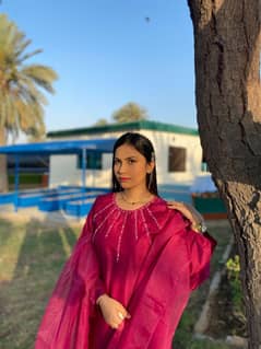 3 piece stitched suit fabric premium raw silk available in small size