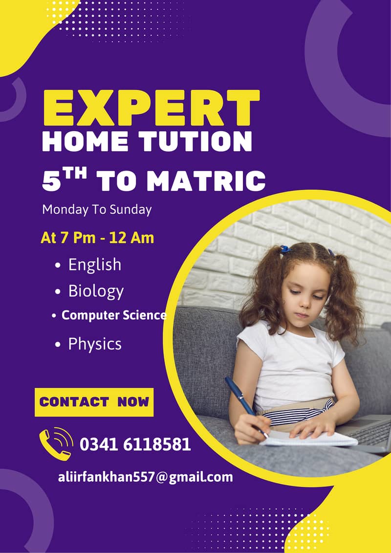Expert Home Tuition | 5th to 10th Grade | Computer Classes Also Offer 0