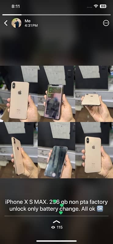 iPhone X s max 256 gb faktre only battery change 2