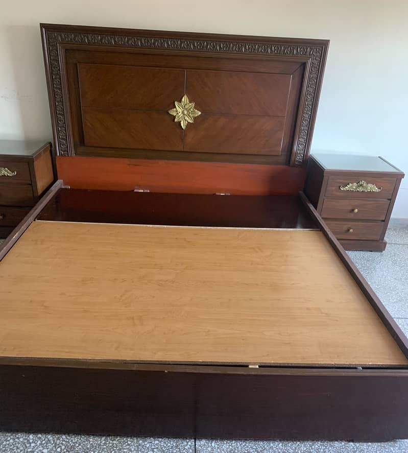 King Size bed set with side tables and mattress 5
