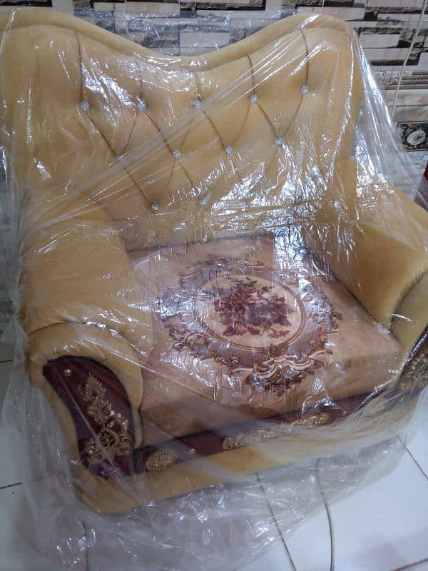 5 seater sofa set with free wooden glass table 3