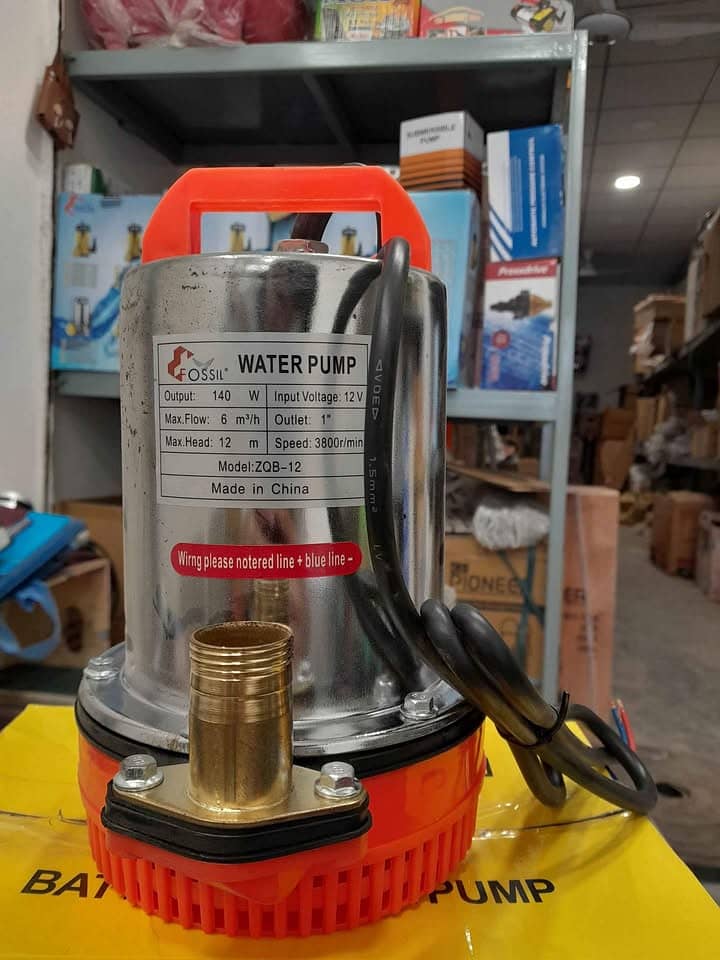 Fossil 140W 12V DC Submersible Water Pump - 6000 L/h, 12m Head (Model 0