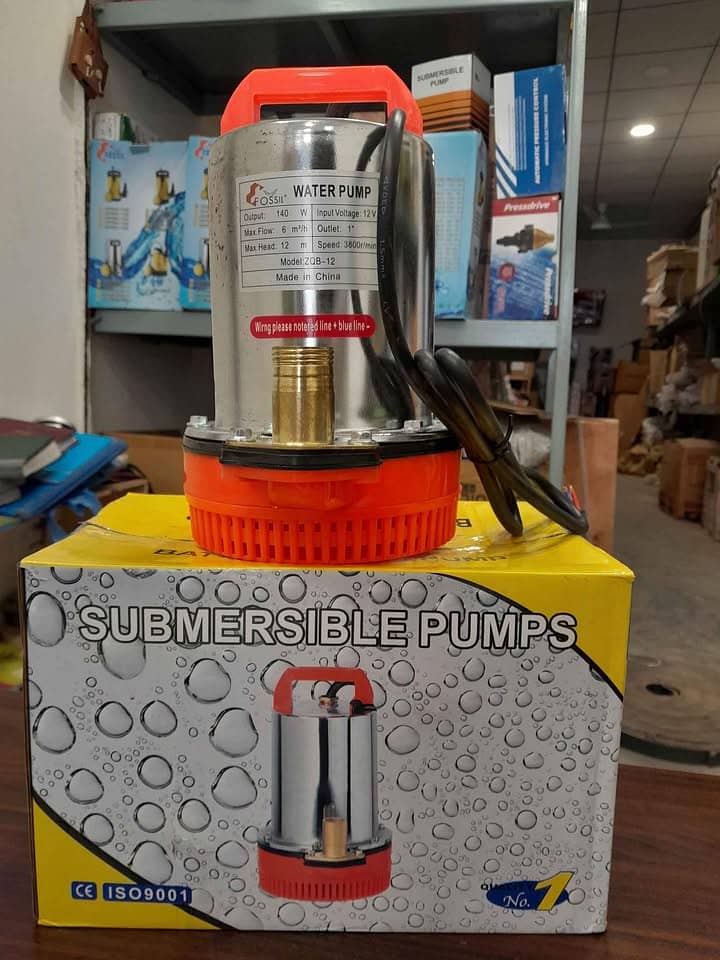 Fossil 140W 12V DC Submersible Water Pump - 6000 L/h, 12m Head (Model 1