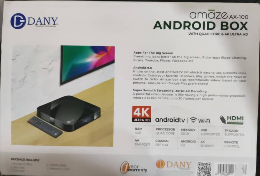 Dany Amaze Ax-100 android box 4/32 for sale 1