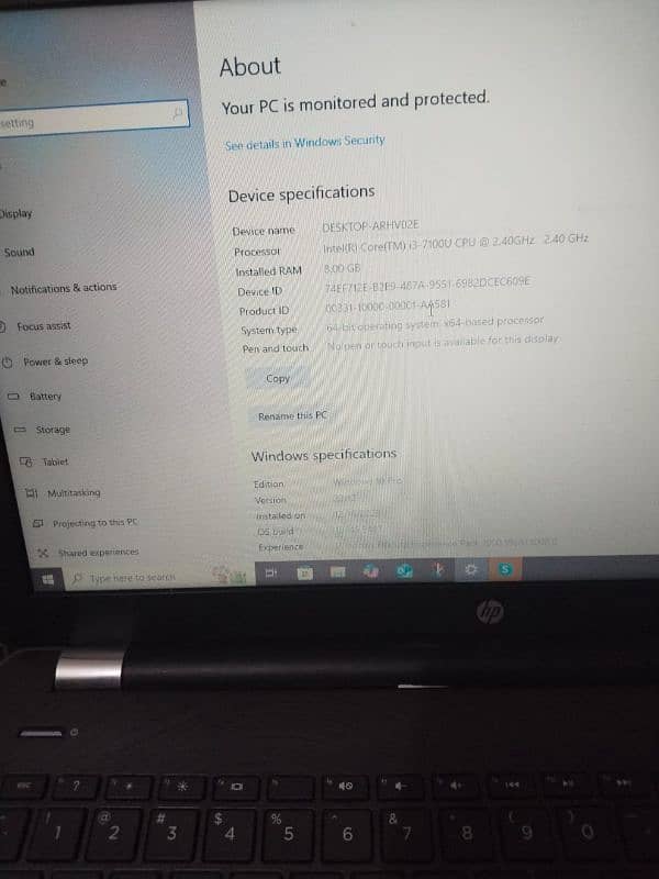 hp laptop core i3 /7th generation  8GB Ram whatsapp 03364782919 4