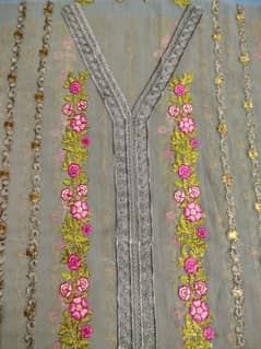 woman unstitched embroidery 2 piece