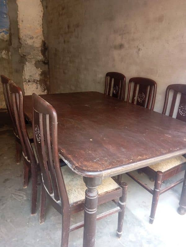 6-Seater Wooden Dining Table Set 0