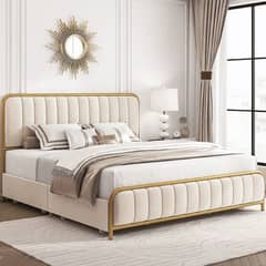 king size white color bed
