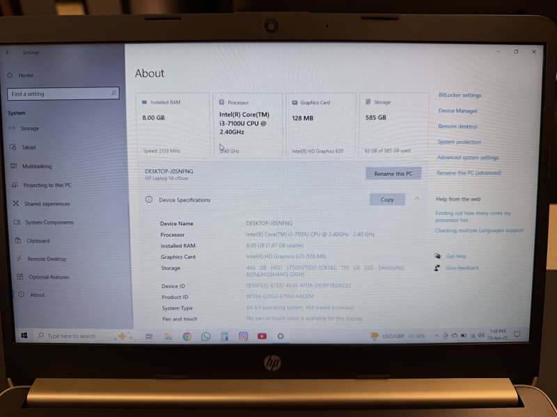 Hp laptop Core i3 7th Generation - 14 inch 5