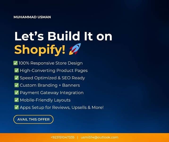 Let's Build Shopify Store for your products 0