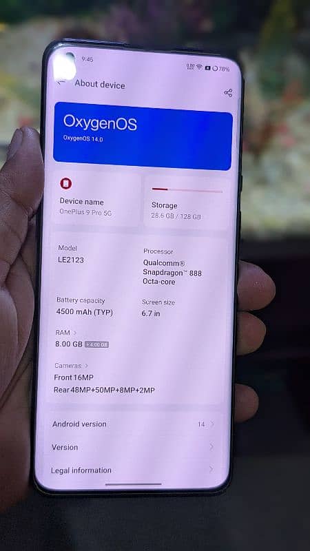 one plus 9 pro 1+9pro 8+8GB 128GB All ok koi issue nhi ha 1
