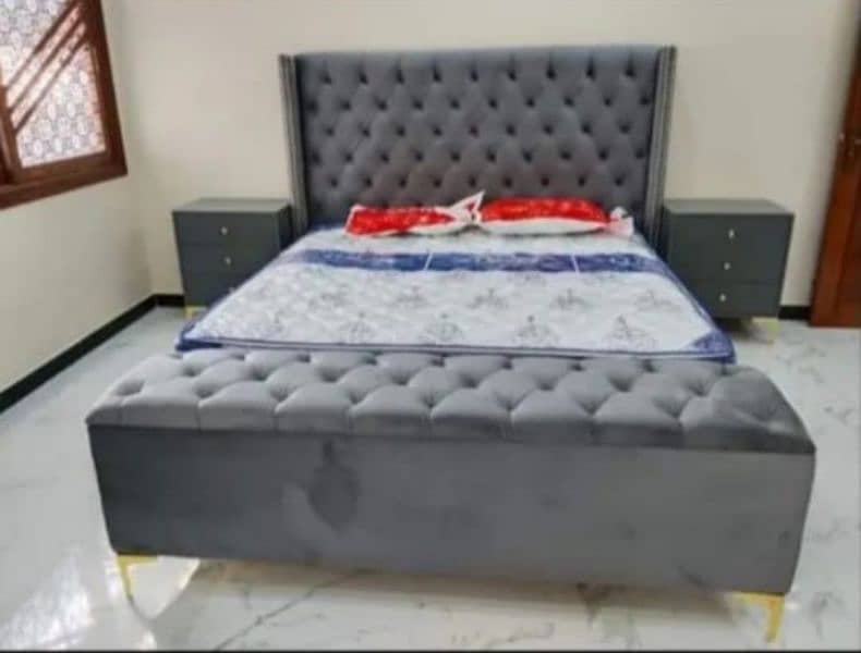 Poshish Bed with Side Tables/Bed set/Bedroom set 4