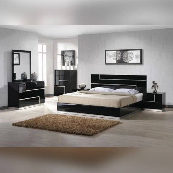 Poshish Bed with Side Tables/Bed set/Bedroom set 6