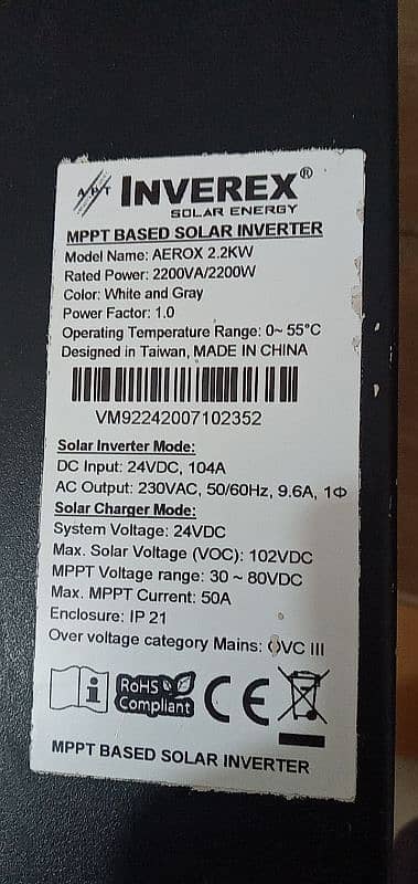 Inverx model  Aerox 2.2kw 2