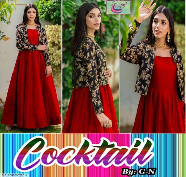 2pcs women's stitched plain maxi with jacket 0