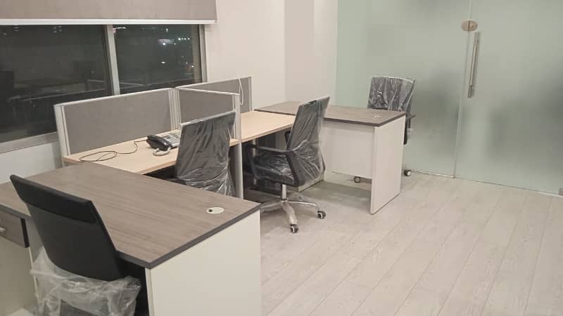 FULLY FURNISHED OFFICE IS AVAILABLE ON THE  RENT 24/7 COMMERRICAL BUILDING 24/7 STAND BY GENRETORAT SHAHR E FAISALp 16