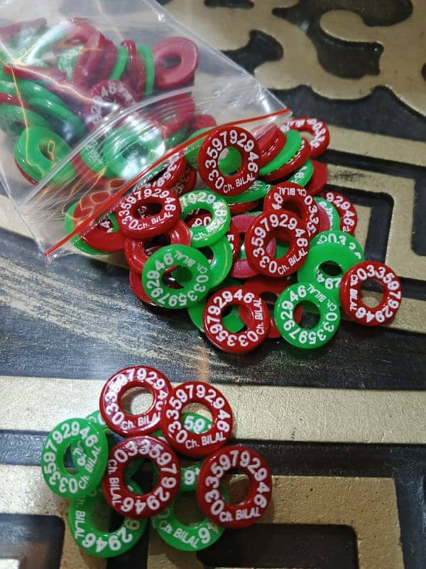 Silicone Rubber Pigeon Rings Printed with Name and Phone Number. 12