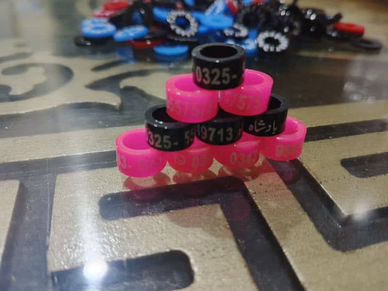 Silicone Rubber Pigeon Rings Printed with Name and Phone Number. 13