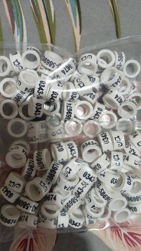 Silicone Rubber Pigeon Rings Printed with Name and Phone Number. 14