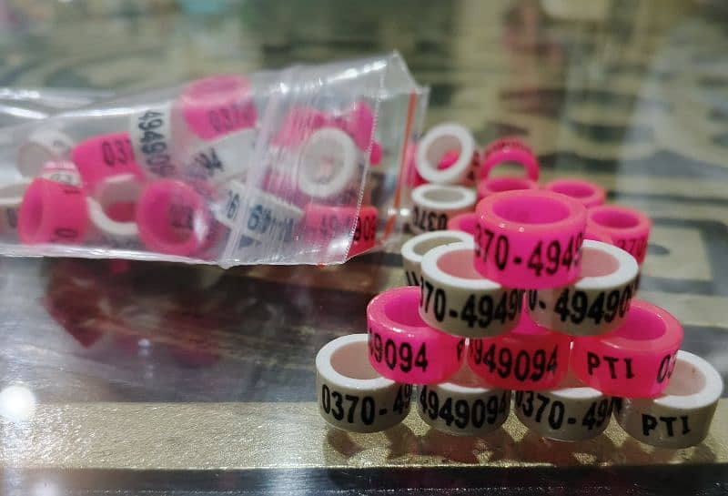 Silicone Rubber Pigeon Rings Printed with Name and Phone Number. 15