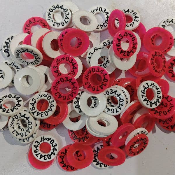Silicone Rubber Pigeon Rings Printed with Name and Phone Number. 16