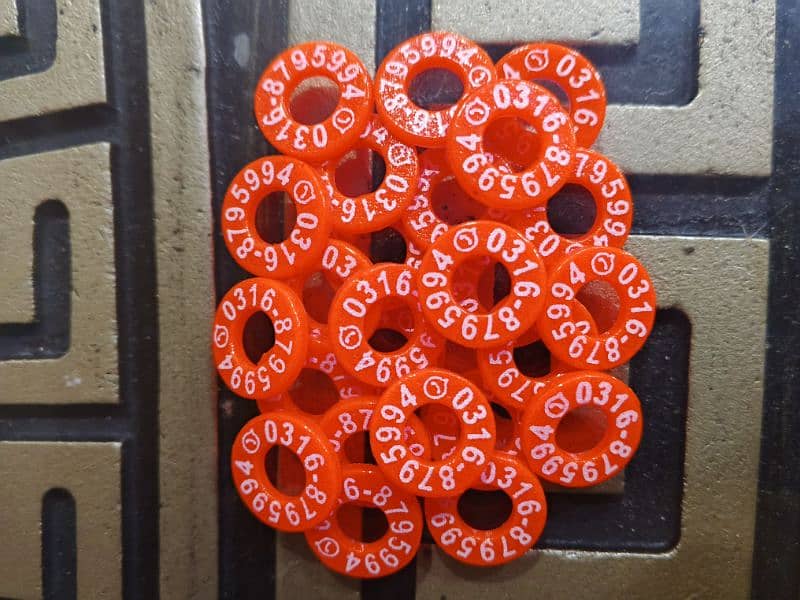 Silicone Rubber Pigeon Rings Printed with Name and Phone Number. 18
