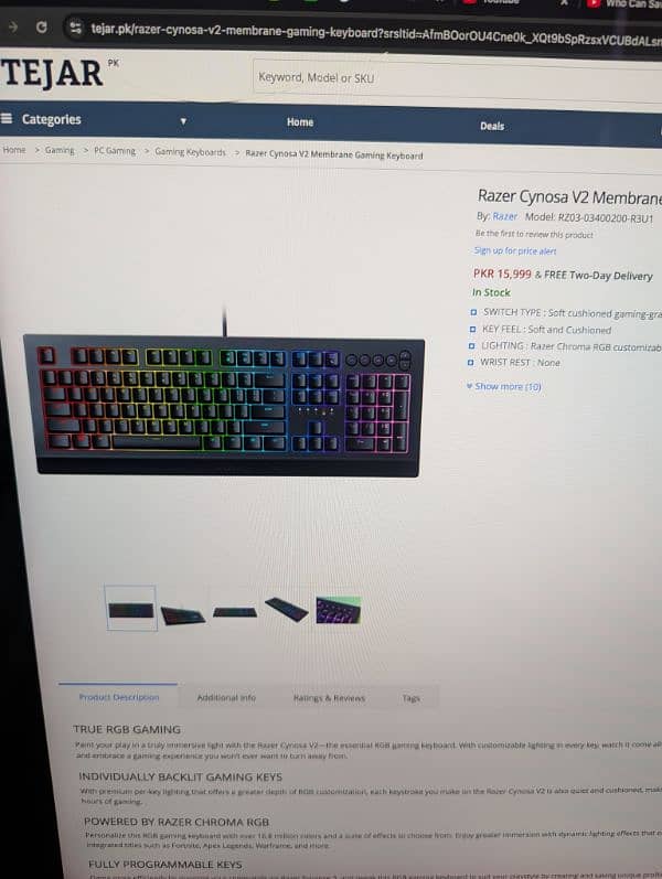 Raze cynosa v2 RGB gaming keyboard 5