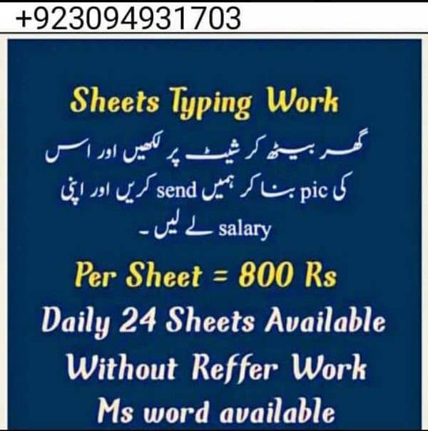 We required Male and female staff online work 1