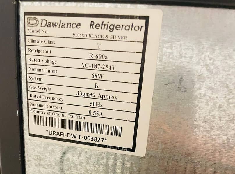 Dawlance Single Door Refrigerator 9106 R (BLACK & SILVER) 6