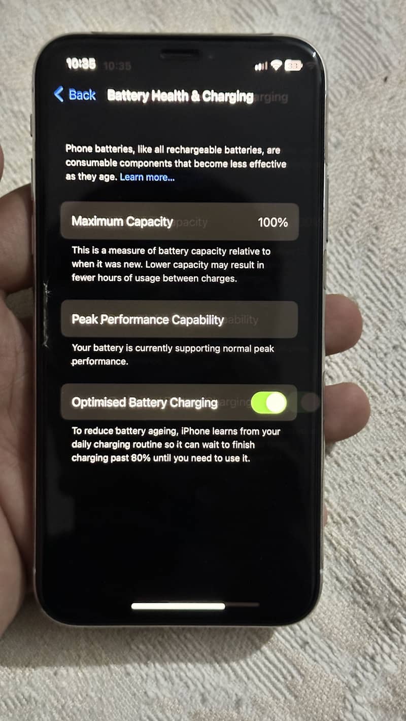I phone x pta approved 64 gb battery health 100% only battery change 1