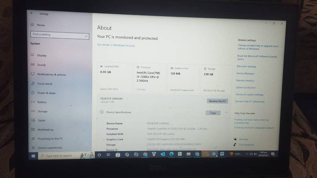 DELL LATITUDE  Intel(R) Core(TM) i5-7200U 8/238/128 GB Looks like new 1