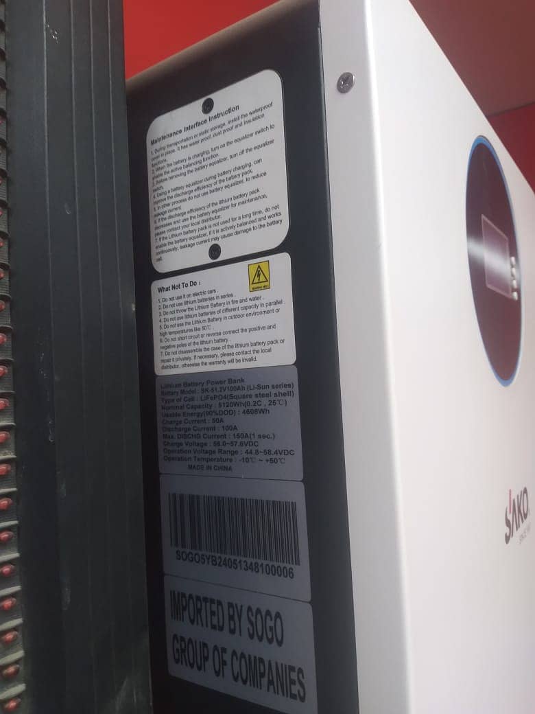 SAKO Lithium Ion 48V 100 Amp |Solar Battery for sale in karachi 1